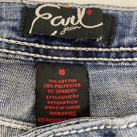 Earl Jeans Sz 8 Blue Barely Bootcut Embellished Embroidered Mid-rise Western - Picture 12 of 15